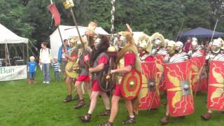 Roman Reenactment at the Amphitheatre in Caerleon Marching In [upl. by Siuqram]