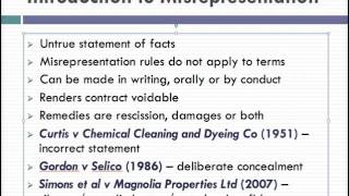 Misrepresentation Lecture 1 of 4 [upl. by Nailliw]